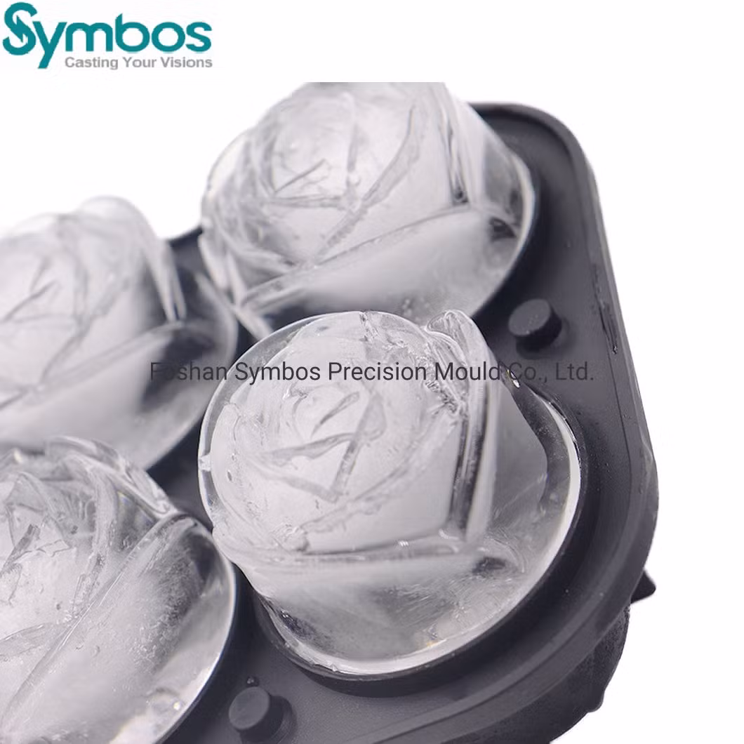 Reusable Silicone 6 Hole Ice Hockey Ice Cube Tray Set Easy Release Silicone Whisky Mould Sphere Ice Ball Mold with Lid