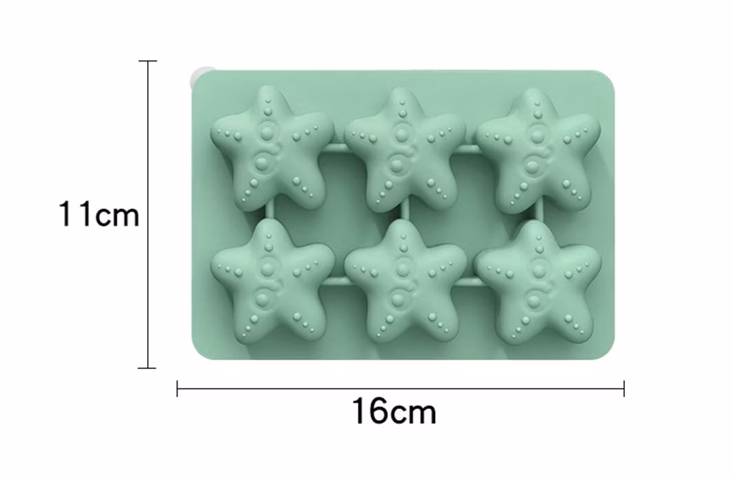 China Manufacturer 6 Cells Star Shape Silicone Rubber Ice Cube Tray