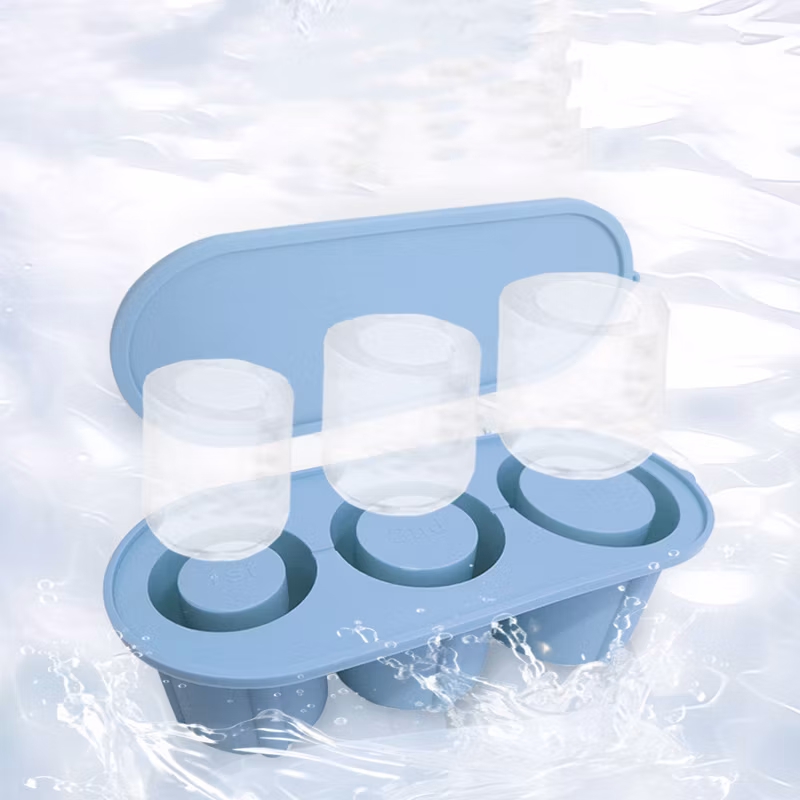 Hot Selling Food Grade Silicone Ice Cube Tray Soft Silicone Ice Molds with Ice Mold Anti-Spill Removable Lid
