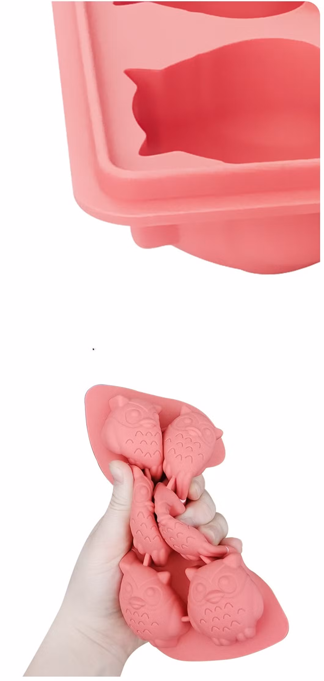 China Manufacturer 6 Cells FDA Rubber Silicone Oval Shape Ice Cube Tray