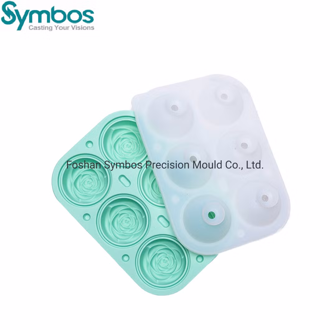 Reusable Silicone 6 Hole Ice Hockey Ice Cube Tray Set Easy Release Silicone Whisky Mould Sphere Ice Ball Mold with Lid