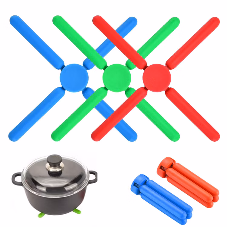 Kitchen Accessories Folding Trivets for Hot Pots and Pans Heat Resistant Silicone Foldable Trivet
