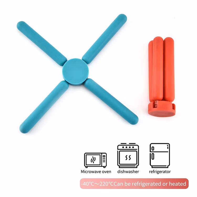 Kitchen Accessories Folding Trivets for Hot Pots and Pans Heat Resistant Silicone Foldable Trivet