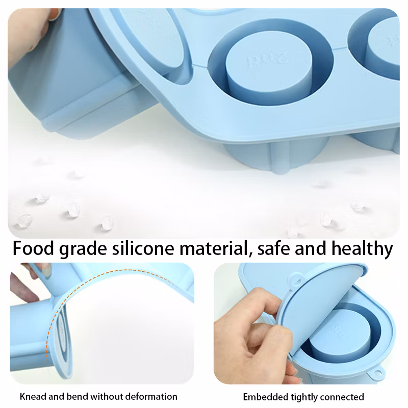 Hot Selling Food Grade Silicone Ice Cube Tray Soft Silicone Ice Molds with Ice Mold Anti-Spill Removable Lid