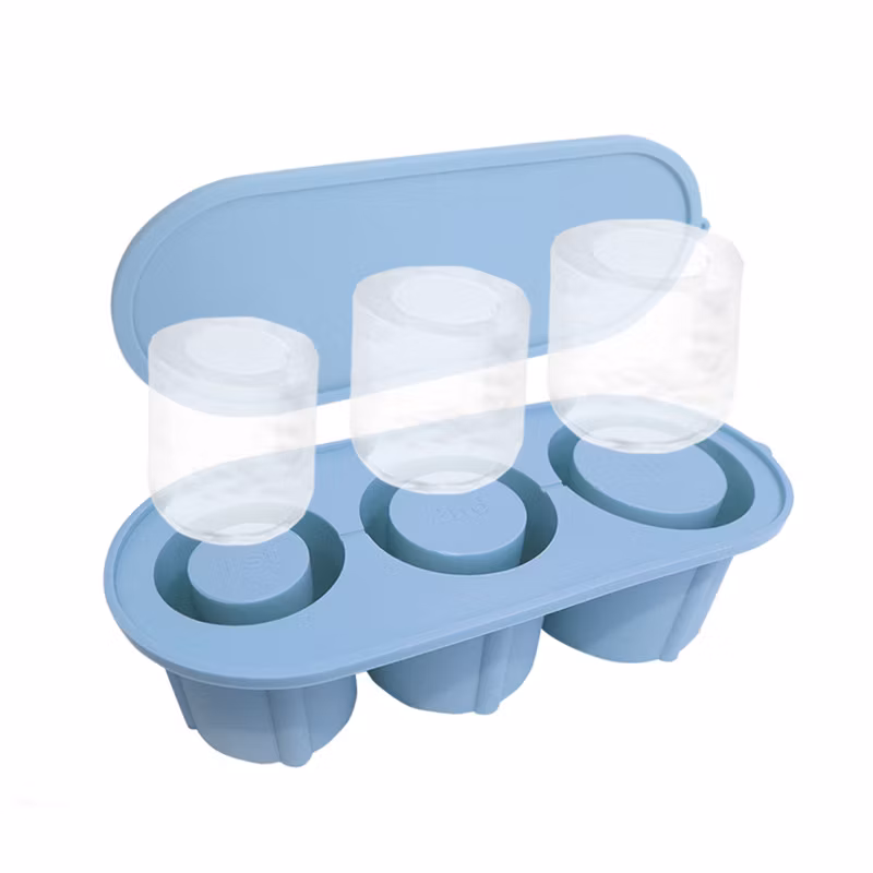 Hot Selling Food Grade Silicone Ice Cube Tray Soft Silicone Ice Molds with Ice Mold Anti-Spill Removable Lid