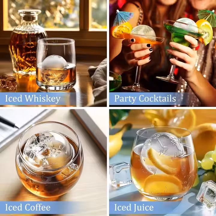 6cm Easy Release Whiskey Round Big Ice Cube Mold Household Ice Ball Maker Mold for Whiskey