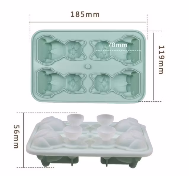 4 Holes Cat Ice Cube Silicone Ice Cube Ice Ball Mold Animal Ice Cube Kitten