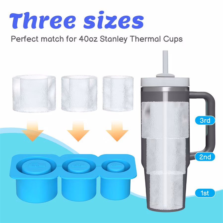 BPA Free Summer Silicone Ice Cube Tray Mold for Tumbler Cup with Lid