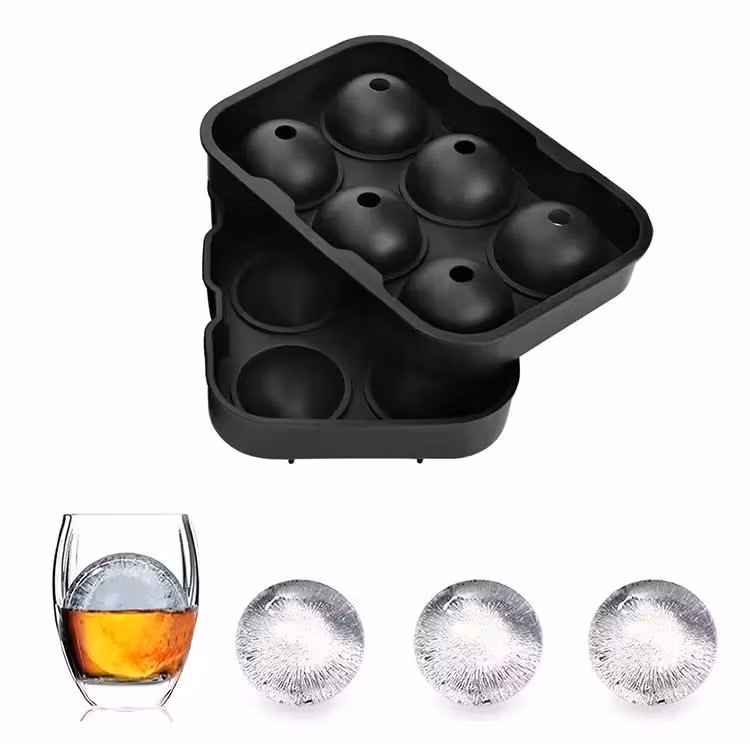 6-Hole Food Grade Silicone Ice Cube Ball Eco-Friendly Home Whiskey Ice Cream Tool Mold