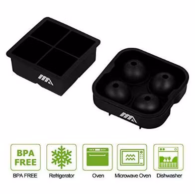 Custom Four Cavity Round Silicone Ice Ball/ Ice Cube Tray Mold Sets