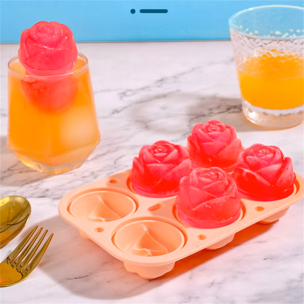 Custom Rubber FDA Mold 6 Cells Rose Ice Cube Tray