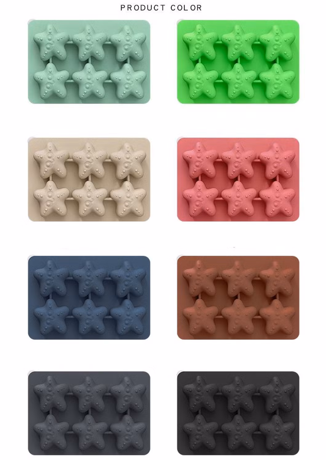 China Manufacturer 6 Cells Star Shape Silicone Rubber Ice Cube Tray