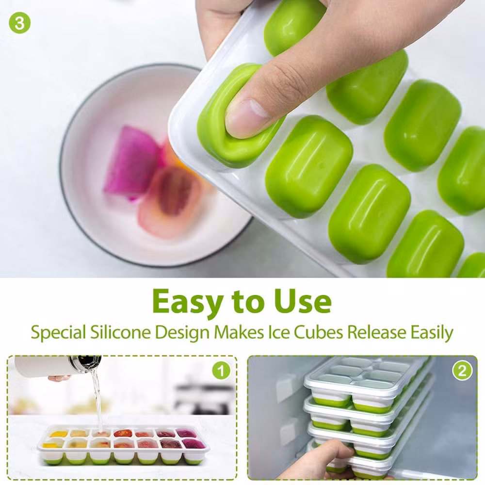 Silicone Ice Cube Tray Easy-Release with Removable Lid Bl27780