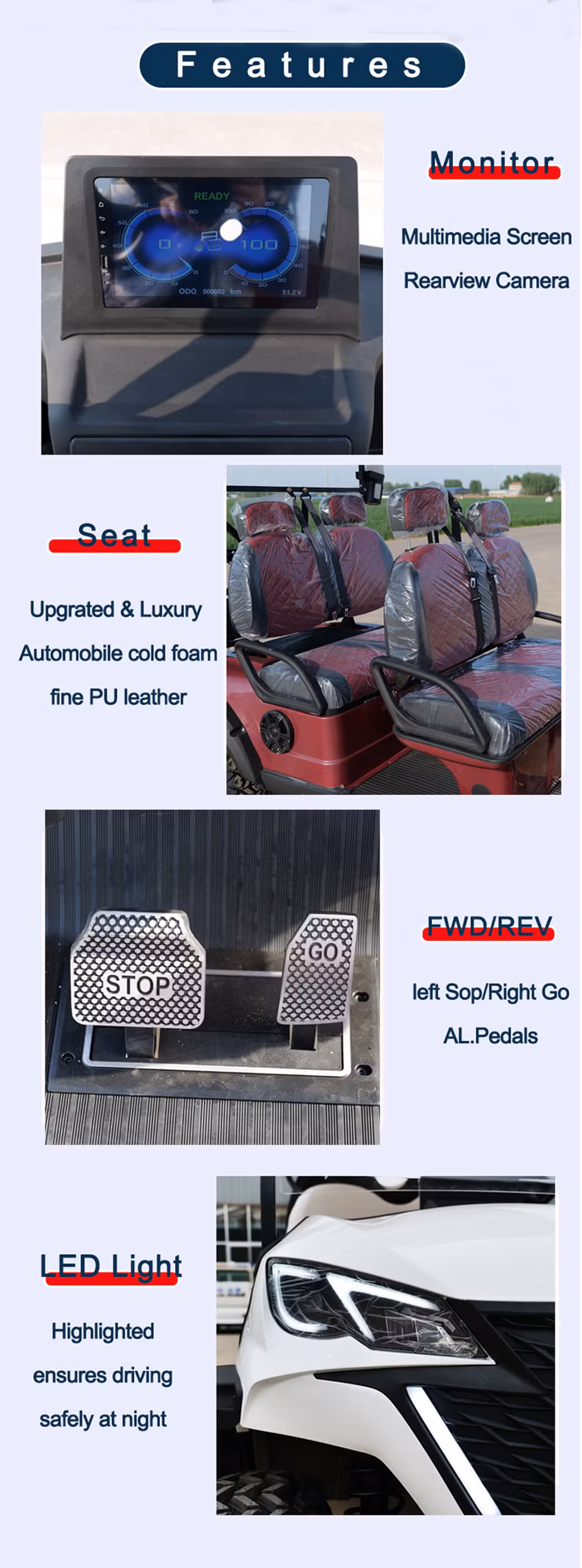 High-End 4 Seater Electric Golf Cart with Customizable Colours