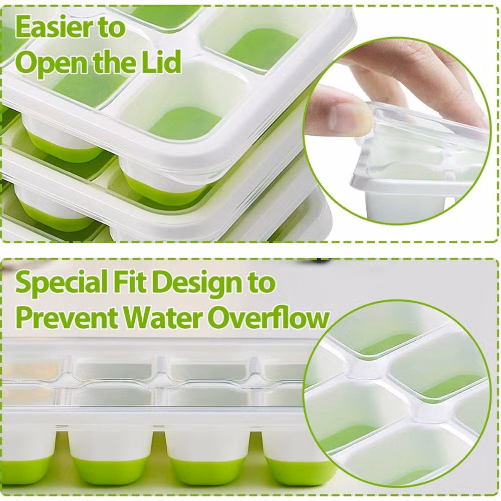 Silicone Ice Cube Tray Easy-Release with Removable Lid Bl27780