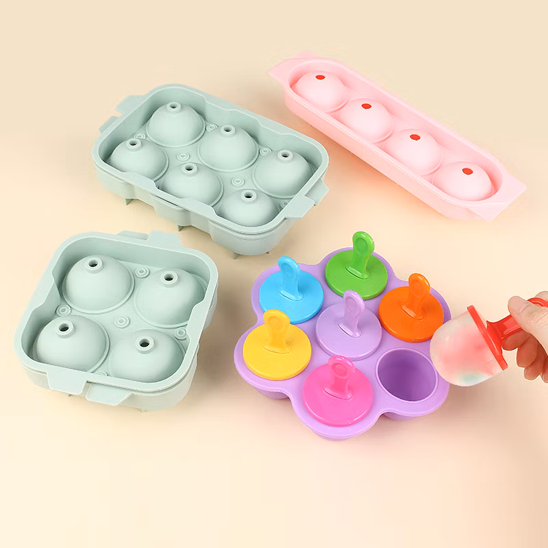 Silicone Household Whiskey Grid Ice Maker Round Ice Grid 4 Hole Ice Mold
