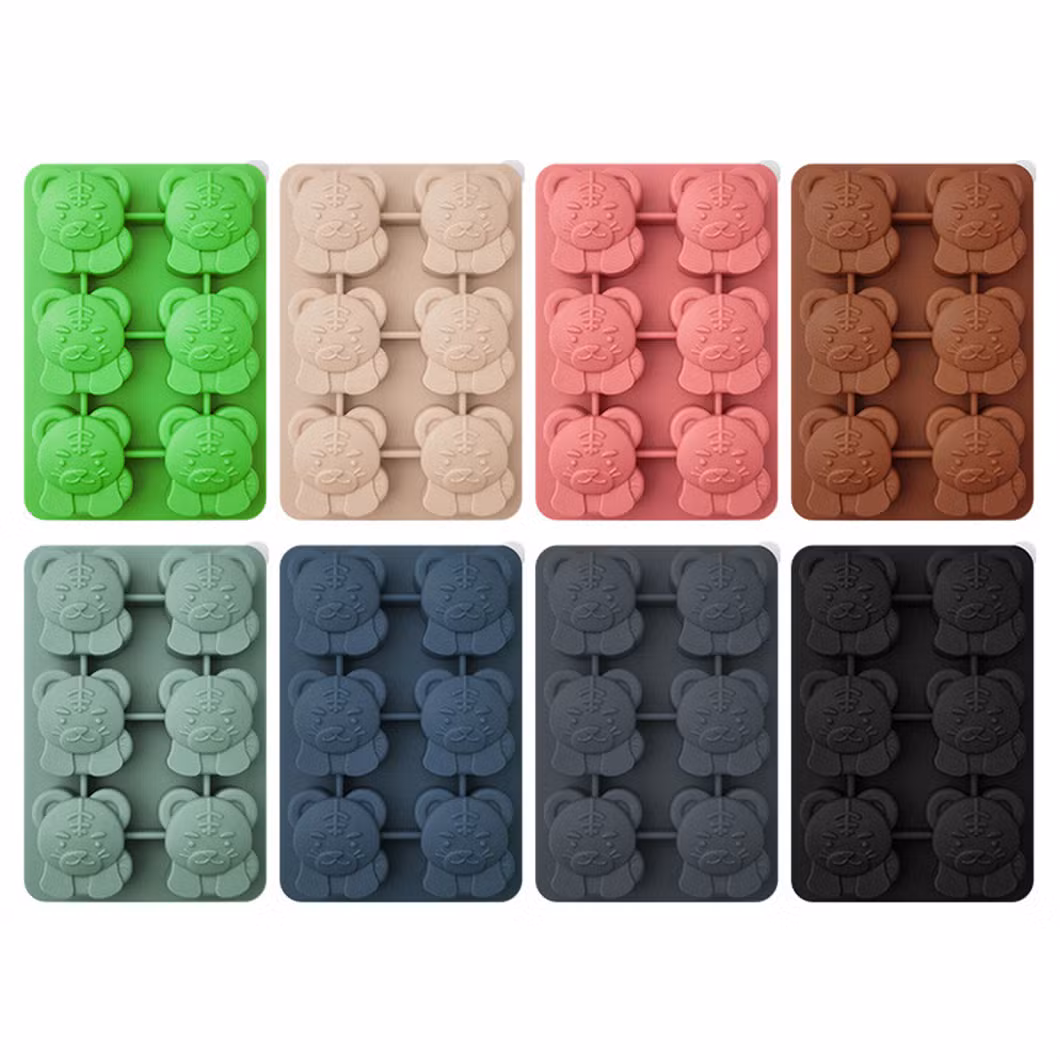 China Manufacturer 6 Cells Tiger Shape FDA Rubber Ice Cube Silicone Mold