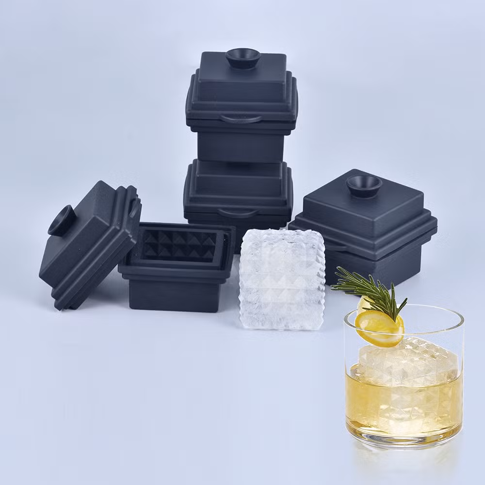 Promotional Quick-Freezing Silicone Single Large Ice Cube Molds Whiskey Square Ice Cream Tray