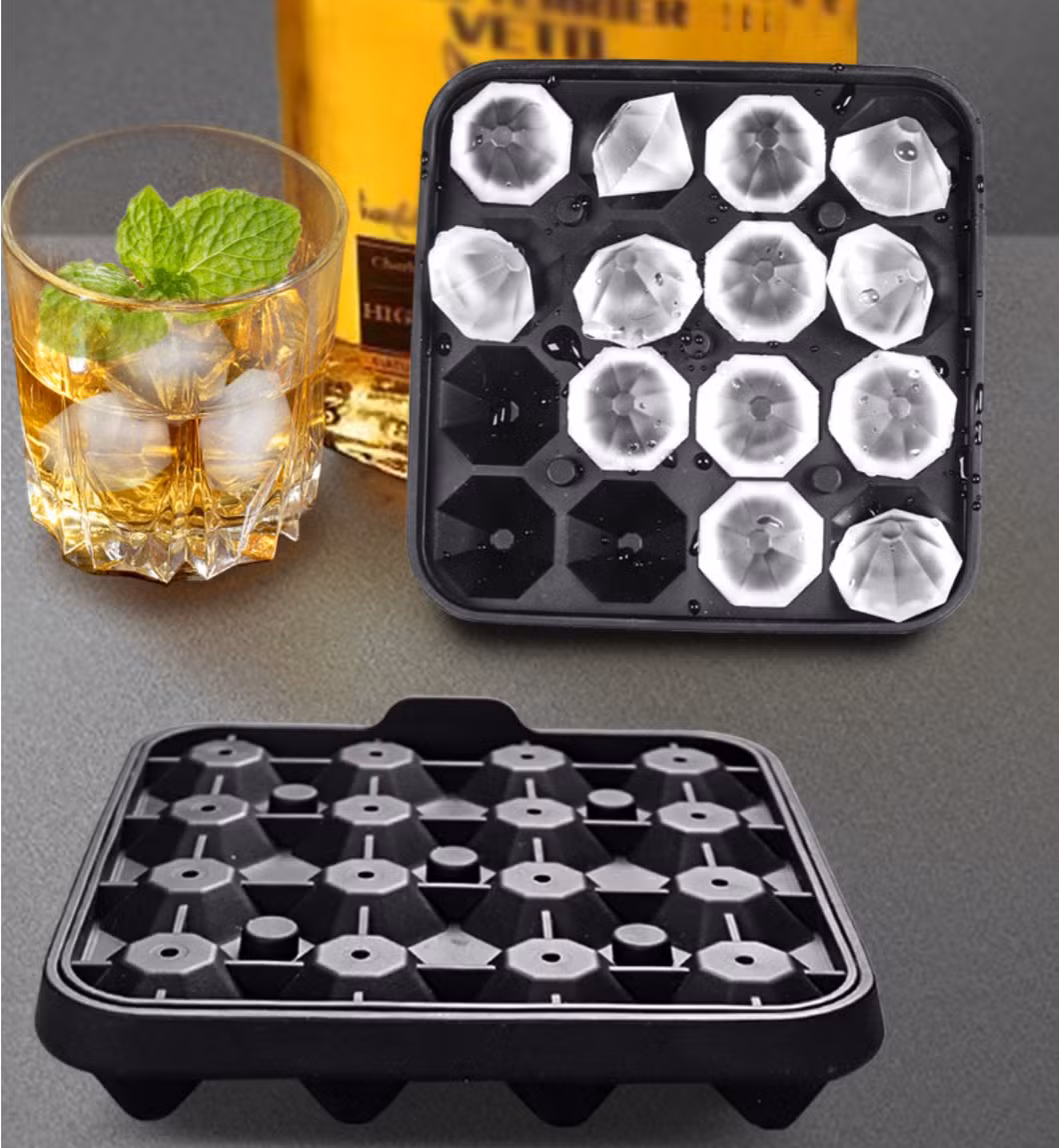 Food Grade 16 Grid Mini Diamond Shape Silicone Ice Cube Tray Mold for Coffee Whisky