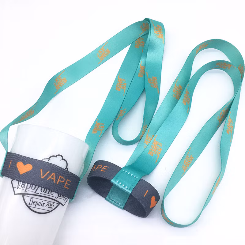 Custom Water Wine Glass Bottle Neck Cup Holder Lanyard Woven Nylon Printed Logo Lanyards