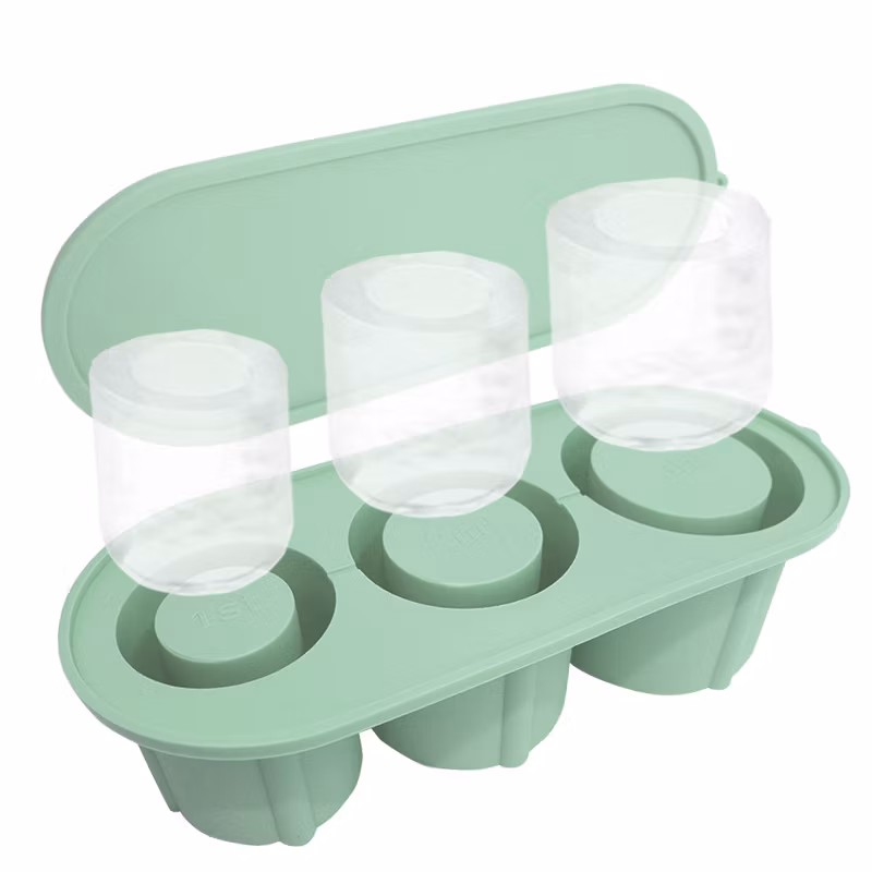 Hot Selling Food Grade Silicone Ice Cube Tray Soft Silicone Ice Molds with Ice Mold Anti-Spill Removable Lid