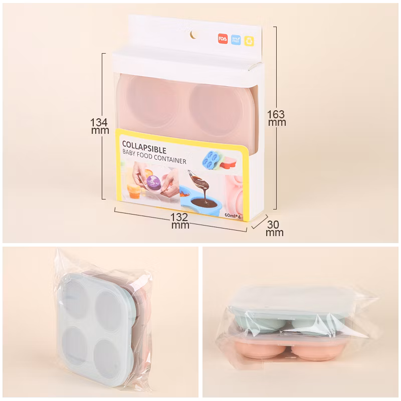 Manufacture Eco Silicone Container Square Shape Colorful Flexible Soft Reusable Collapsible Silicone Ice Tray for Baby