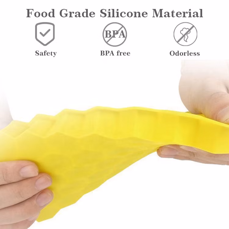 Factory Custom Food Grade Silicone Ice Cube Mould Hexagon 37 Holes Honeycomb Ice Cube Tray with Lid