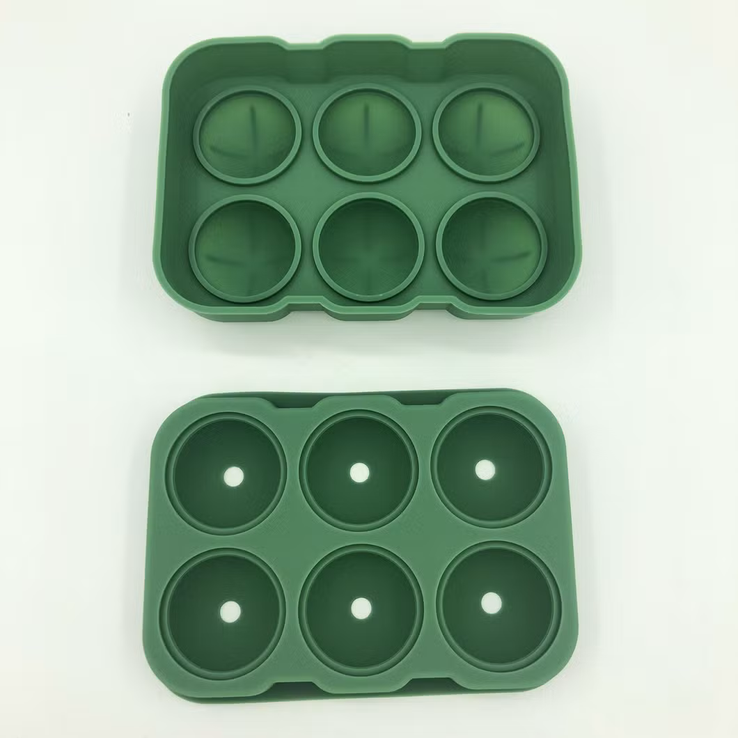 Reusable Whiskey Ice Mold 6 Ball Ice Cube Tray Silicone Ice Cube Molds with Lid