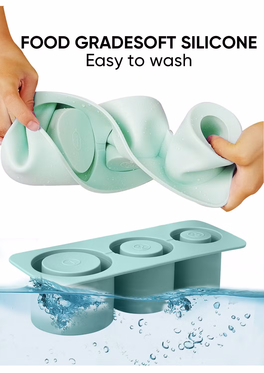 Customized Color Ice Cube Dish Washer Safe BPA Free Soft Silicone Ice Tray