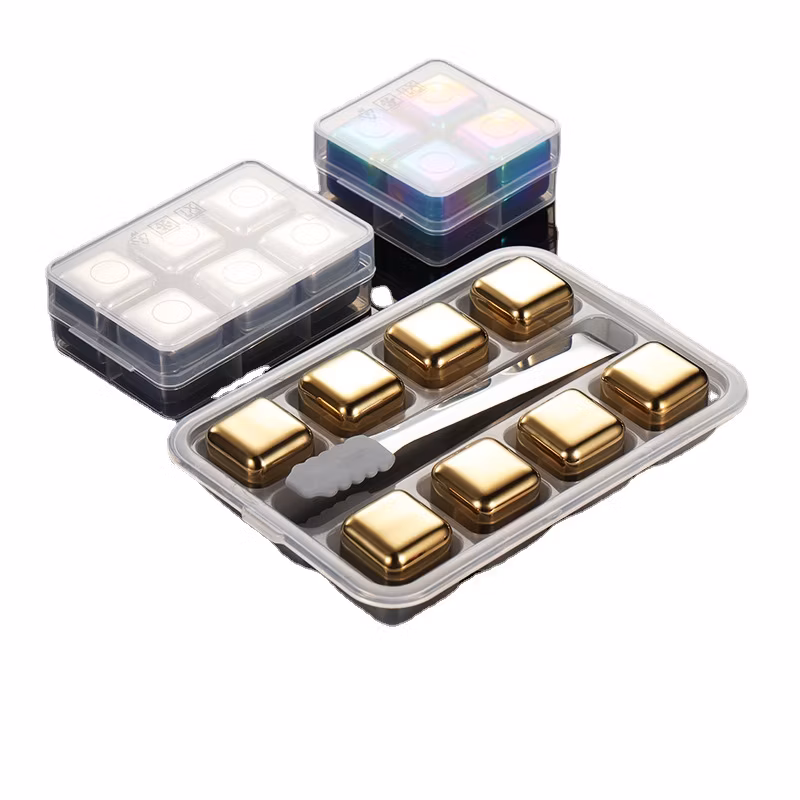 China Manufacturer Whiskey Stones Stainless Steel Ice Cube Reusable Metal Ice Cubes for Whiskey
