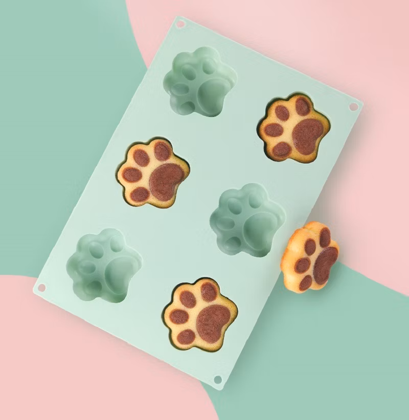 Fine Good Reusable Bakeware Maker Silicone Ice Molds Trays with Puppy Dog Paw and Bone Shape for Baking Chocolate Candy, Oven Microwave Bl17450