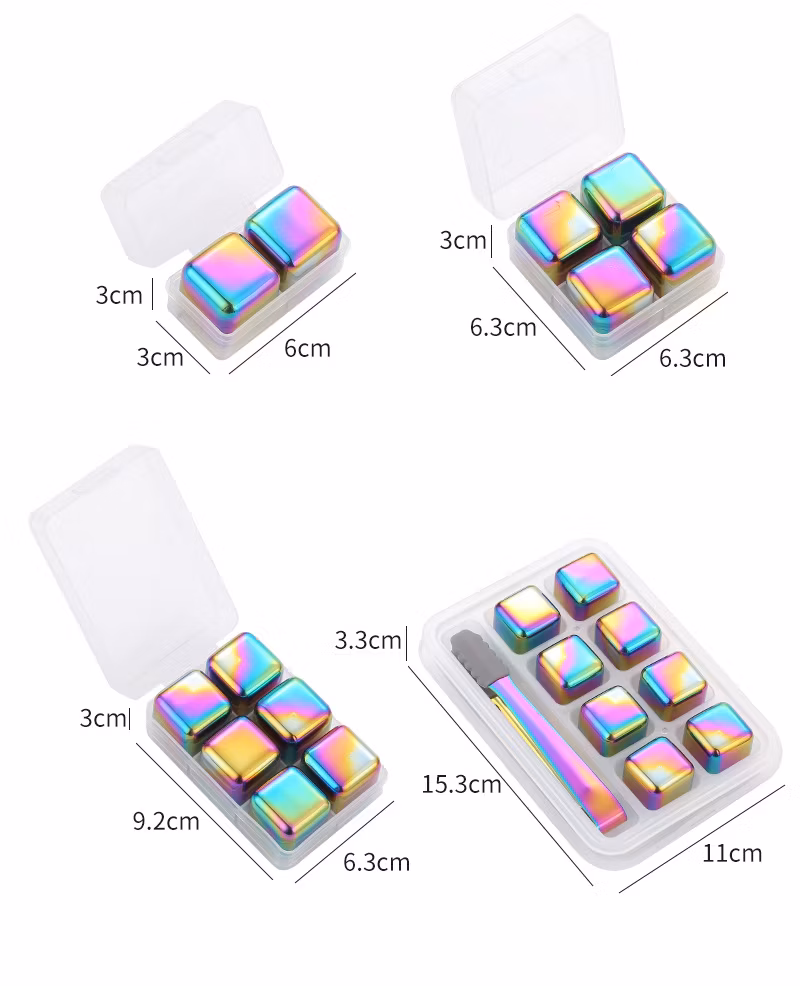 China Manufacturer Whiskey Stones Stainless Steel Ice Cube Reusable Metal Ice Cubes for Whiskey