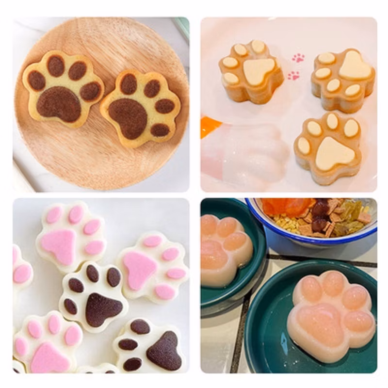 Fine Good Reusable Bakeware Maker Silicone Ice Molds Trays with Puppy Dog Paw and Bone Shape for Baking Chocolate Candy, Oven Microwave Bl17450