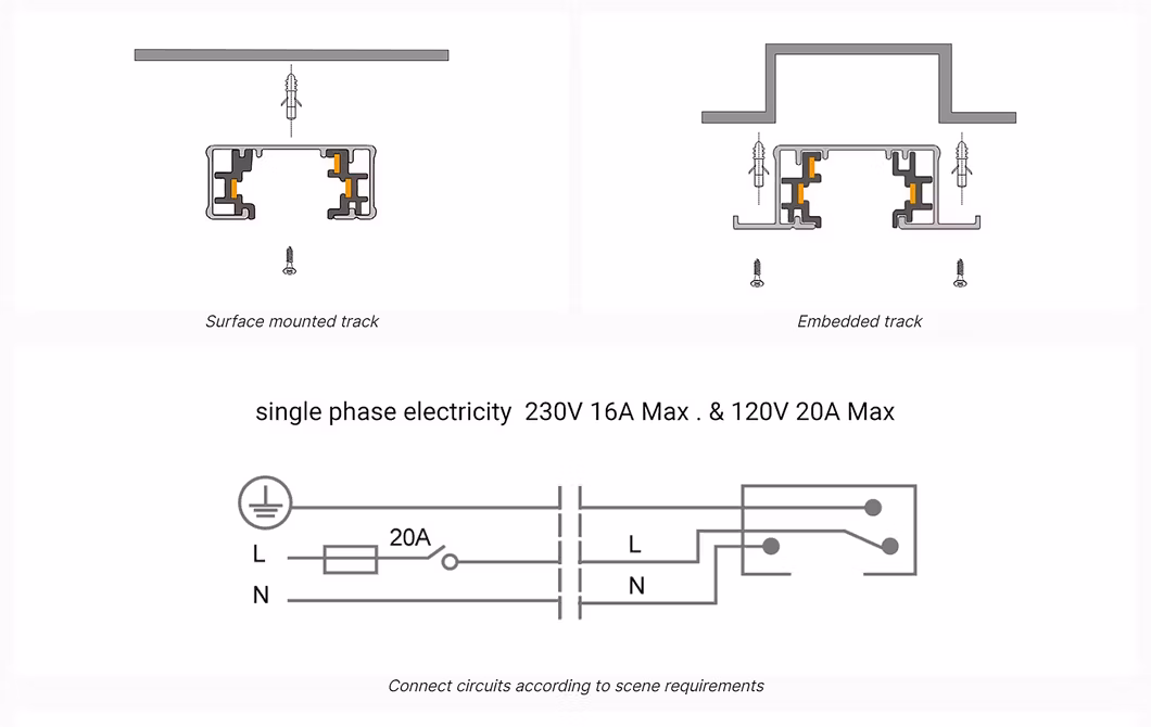 40W High Efficiency COB LED Track Light Interior Lighting System 110V-220V, ETL Certified China LED Track Light Housing, Warm White, Aluminum