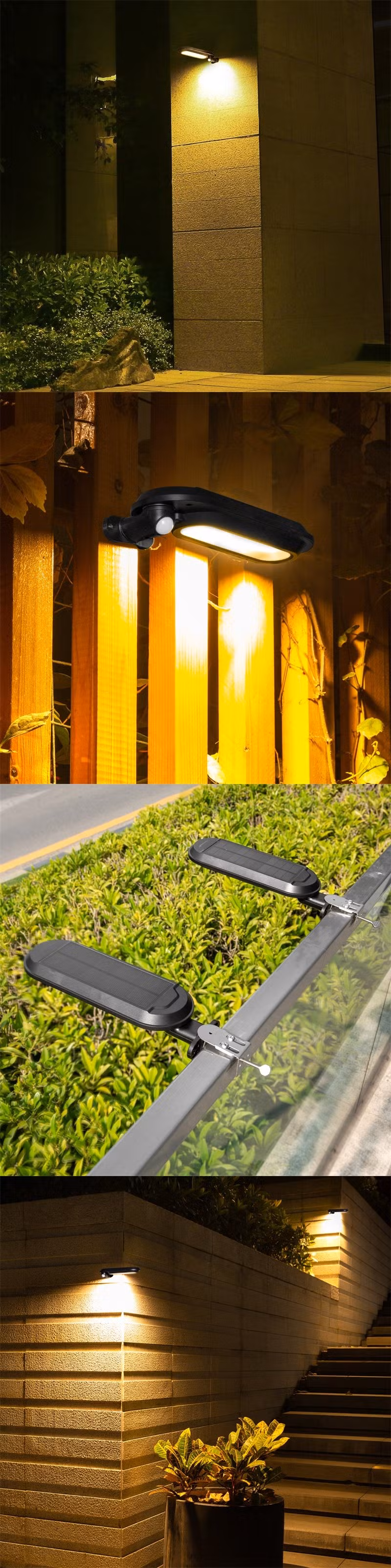 Adjustable Outdoor Energy Saving Lamp Solar Powered Flood Motion Sensor Road Lawn Garden Wall LED Solar Panel Street Light