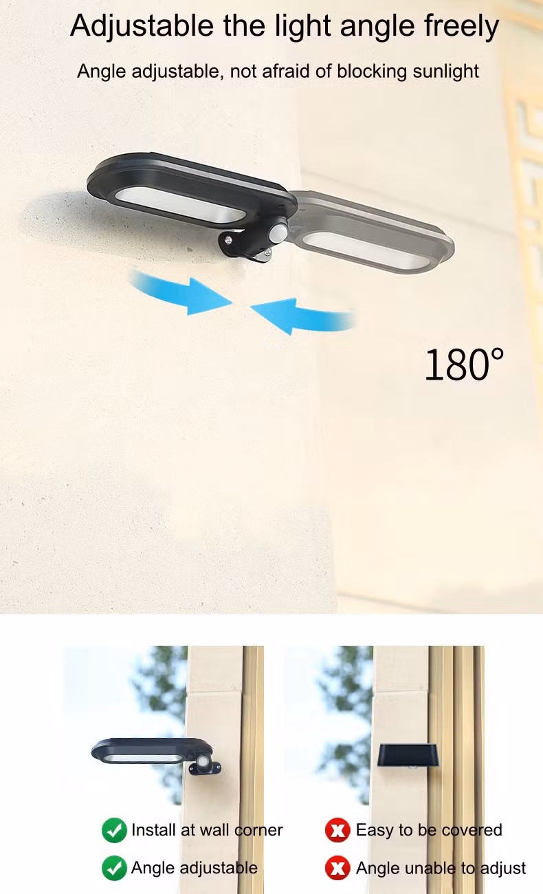 Adjustable Outdoor Energy Saving Lamp Solar Powered Flood Motion Sensor Road Lawn Garden Wall LED Solar Panel Street Light
