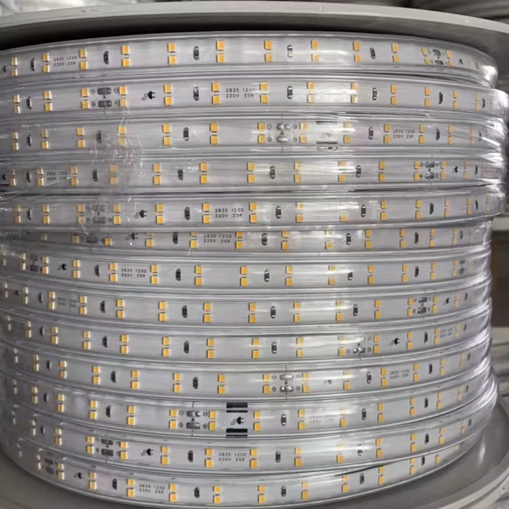 SMD2835 High-Voltage Wireless Double-Row Flexible LED Strip Light Energy-Saving IP65 Waterproof Lighting Brightness Outdoor Decoration Light Warm White