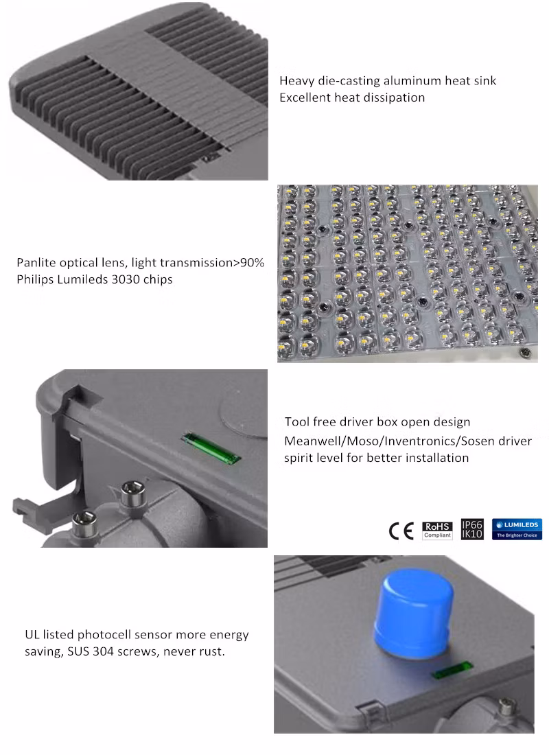 Outdoor Aluminum IP65 100W 150W 200W 250W LED Street Lamp for Highway Square Garden Parking Lot Lighting