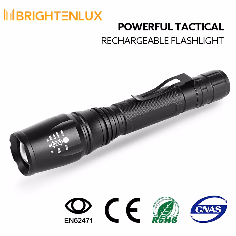 Brightenlux Most Professional Tactical Flashlight Super Bright 500lm LED Flashlight Zoom Flashlight Torch Aluminum Alloy IP44 Waterproof