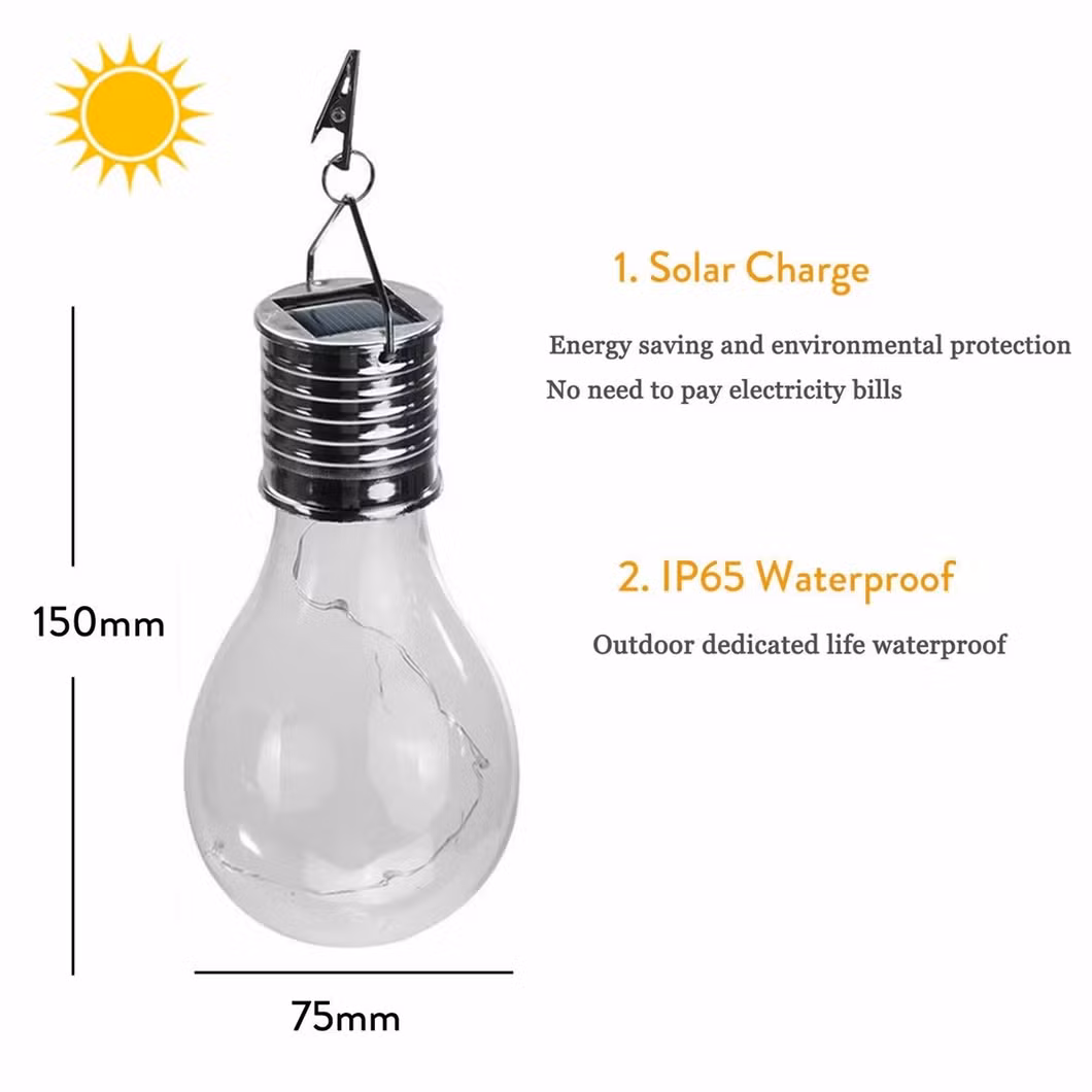 Outdoor Solar Colorful LED Bulb Lights - Festive Hanging Decoration for Garden &amp; Patio