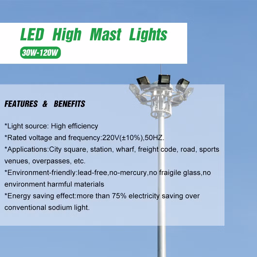 Outdoor Flood Lights High Mast Lighting 15 Meters Pole Street Light