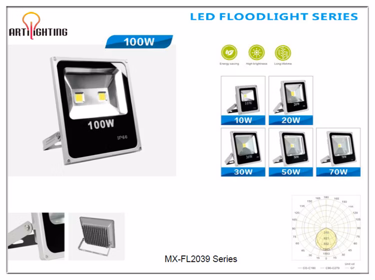 Slim Outdoor Powerful IP66 120lm/W 30W 50W 100 Watt LED Flood Light for LED Stadium High Mast Floodlight Street