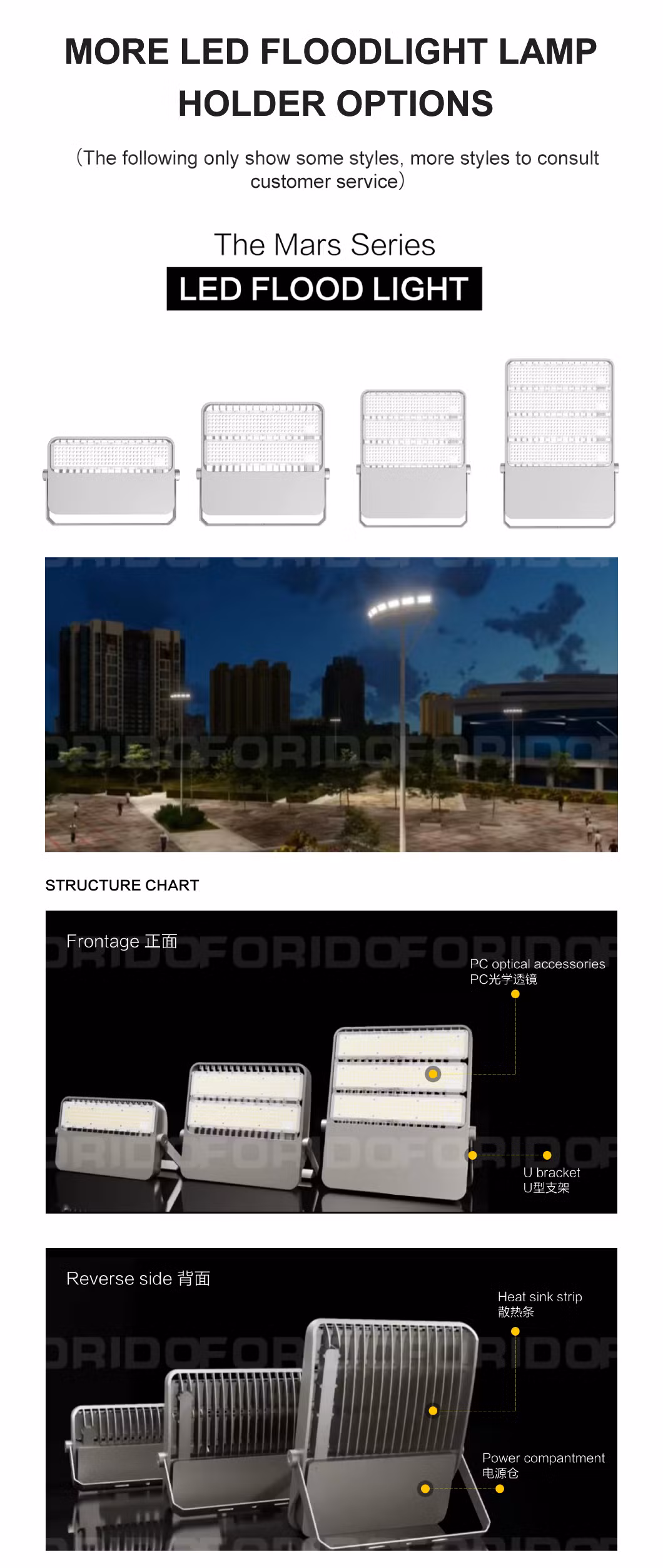Hot-DIP-Galvanized Steel Poles Pure White Stadium High Mast Light Lighting