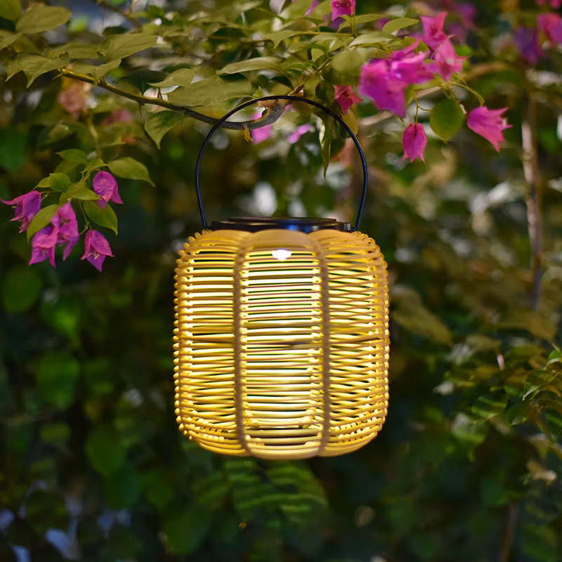HTC Solar Outdoor Bamboo Woven Hand Lanterns, Courtyard Decoration Chinese Retro Garden Lanterns4