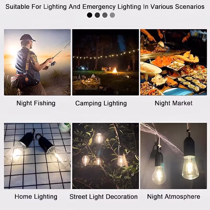 Factory Wholesale Camping Lantern with 3 Lighting Modes Hanging Tent Light Bulbs with Clip Hook for Camping
