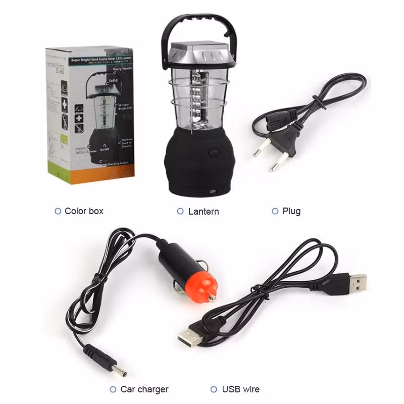 5 Mode Hand Crank Dynamo Emergency Light 36 LED Rechargeable Solar Camping Lantern