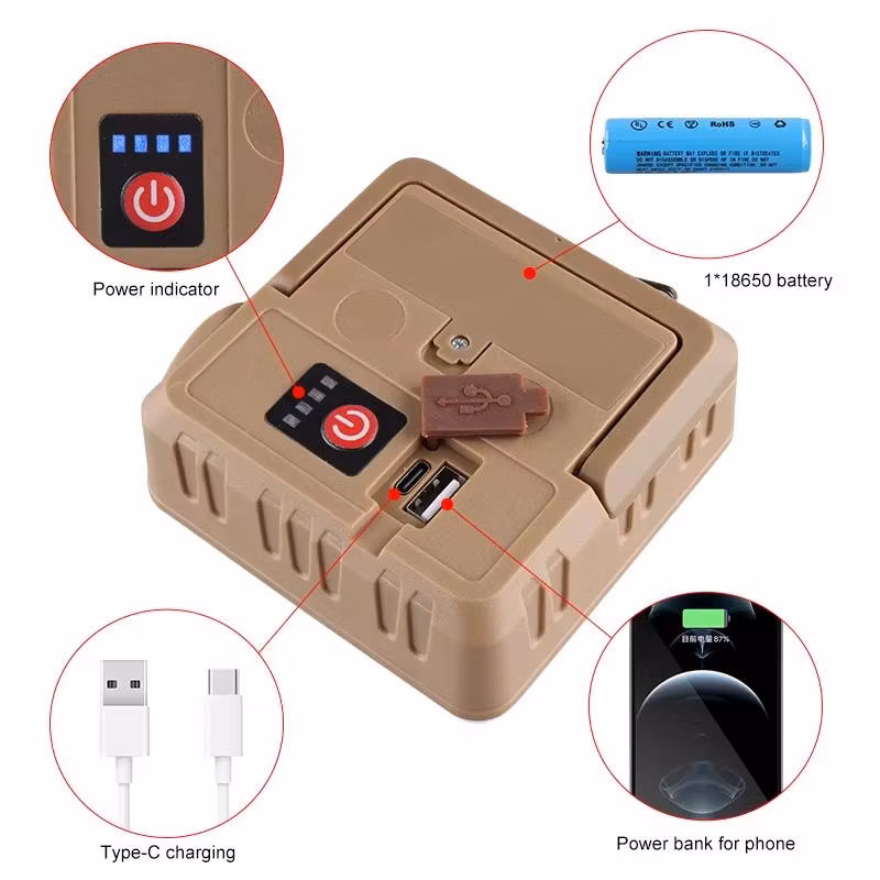 Portable Rechargeable Battery Outside Emergency Flashlight Work Light Camping Lantern for Camping Hiking