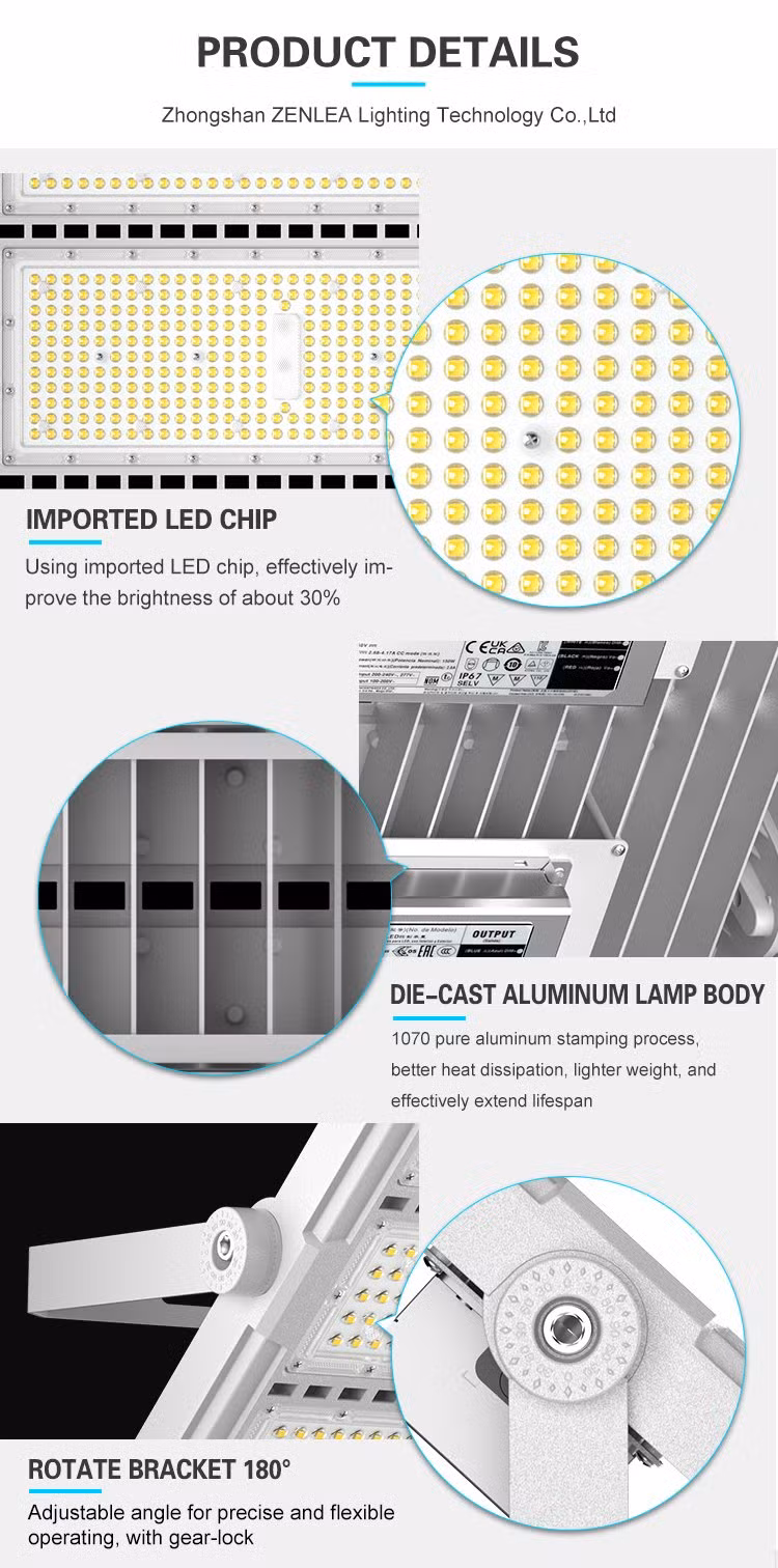 Stadium Lighting Outdoor IP65 Waterproof 150W 200W 250W 300W 400W 500W 600W 700W 800W 900W 1000W 1200W LED High Mast Flood Light