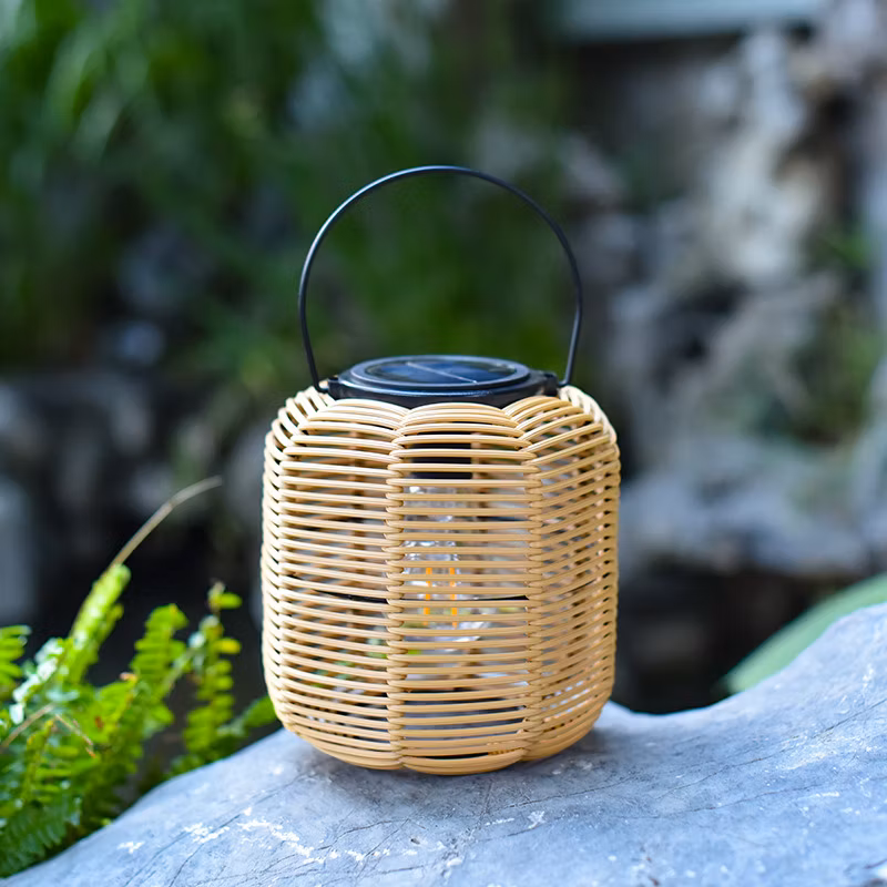 HTC Solar Outdoor Bamboo Woven Hand Lanterns, Courtyard Decoration Chinese Retro Garden Lanterns2