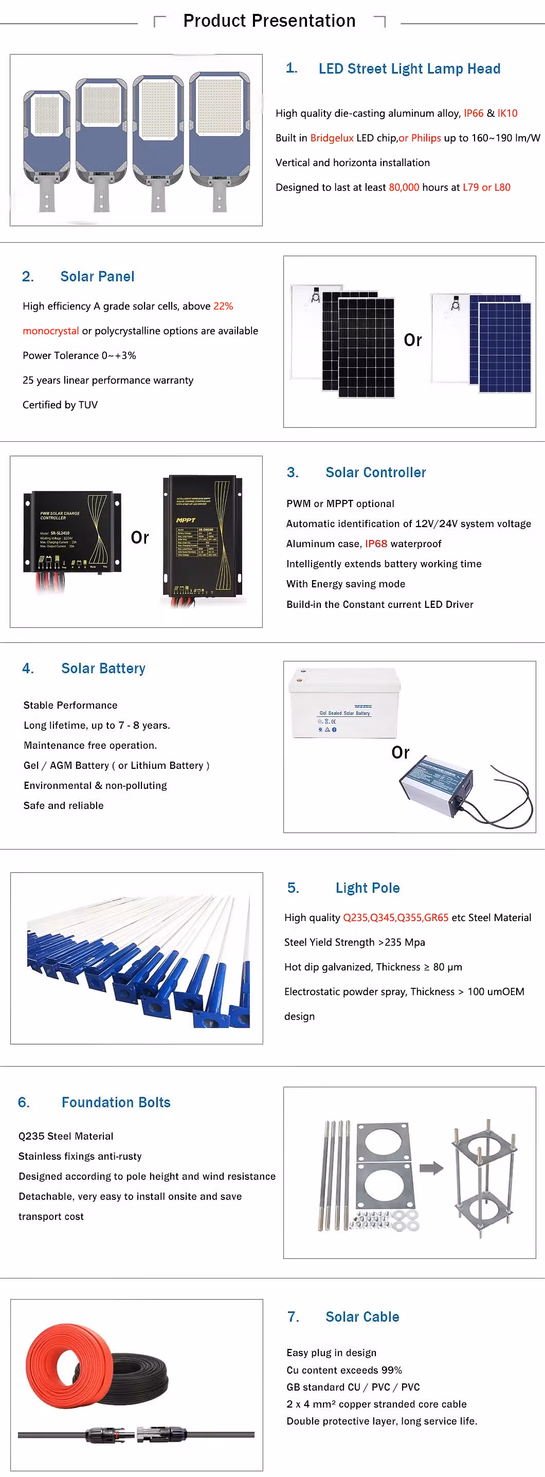 Outdoor Solar LED Street Lighting Solution with 30W LED